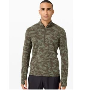 Men's Lululemon Surge Warm Camo 1/2 Zip Jacquard LS Top Running Mens Large